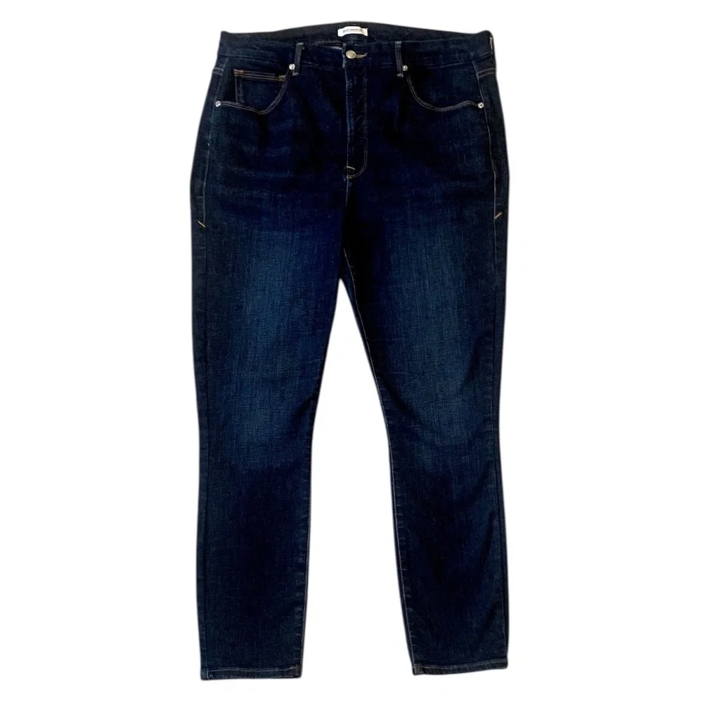 Good American Good Legs Crop Jeans High Rise Dark Wash Women's 16 - Picture 4 of 9